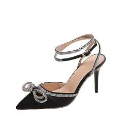 Damen Stiletto High Heels Spitzt Geschlossene Zehe Sandalen Glänzender Diamant Bogen Knöchelriemen Kristall Dressy Slip auf Loafer Pump Brautjungfer Damen in der Hochzeit Brautabend Homecoming Prom von YYF