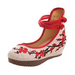 YYF Damenschuhe Chinesische traditionelle Knöchelriemen Gummisohlen Schuhe Stickerei Sommer 5cm Plateausandale für Cheongsam von YYF