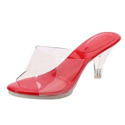 YYF Frauen Open Toe Transparent Strappy Medium Stiletto High Heel Sandalen Abend Party Kleid Schuhe von YYF