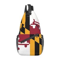 Kreuz-Brusttasche, diagonal, Motiv Flagge von Maryland, geeignet für Männer und Frauen, Outdoor-Wandern, tägliche Reisen, lange und kurze Reisen, Schwarz, Einheitsgröße von YYHHAOFA