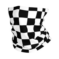 Multifunktionales Sport-Kopftuch, kann als Schal, Maske, Piratenhut, Halstuch, Haarband, Stirnband verwendet werden, schwarz-weiß kariertes Bild, weiß, One size von YYHHAOFA