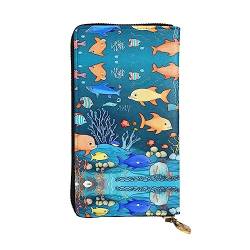 YYHHAOFA Blaue Unterwasserwelt der Fische, lange Clutch-Geldbörse, Leder, bequem, leicht, modisch, langlebig, 19 x 10,5 cm, Schwarz , Einheitsgröße von YYHHAOFA