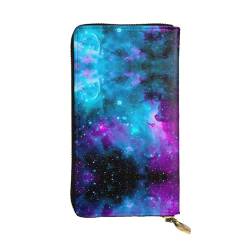 YYHHAOFA Lila Star Sky Prints Leder lange Clutch-Geldbörse: bequem, leicht, wasserdicht, langlebig, 19 x 10,5 cm, Schwarz, Einheitsgröße von YYHHAOFA