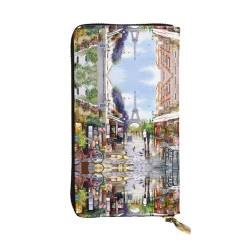 YYHHAOFA Paris Street Scene Eiffelturm Prints Leder lange Clutch-Geldbörse, bequem, leicht, modisch, langlebig, 19 x 10,5 cm, Schwarz , Einheitsgröße von YYHHAOFA