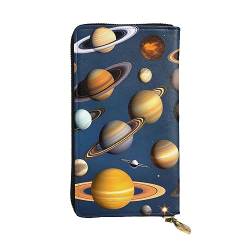 YYHHAOFA Solar System Planets Picture Leather Long Clutch Wallet : Comfortable, lightweight, waterproof, durable 19.0 cm x 10.5 cm, Schwarz, Einheitsgröße von YYHHAOFA