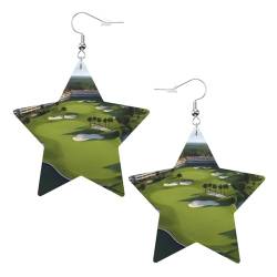 Golf-Resort-Park-Ohrringe, Stern-Ohrringe, 2 Stück, stilvoll und schön, leicht, baumelnd für Damen und Mädchen, Einheitsgröße, Leder von YYHWHJDE