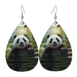 Lustiges Panda-Muster, Tropfen-Ohrringe, Anhänger, 2 Stück, stilvoll und schön, leicht, baumelnd für Frauen und Mädchen, Einheitsgröße, Leder von YYHWHJDE