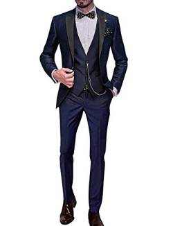 YYI Männer Anzug Slim Fit 3-teilige Formale Business-Jacke Weste Anzughose von YYI