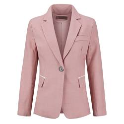 YYNUDA Blazer Damen Elegant Sportlich Longblazer Kariert Casual Sakko Karomuster Business Jacke Rosa L von YYNUDA