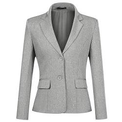 YYNUDA Blazer Damen Sommer Anzugjacke Business Slim Fit Top Elegant Damenjacke für Business Office Grau XS von YYNUDA
