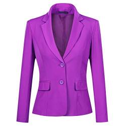 YYNUDA Blazer Damen Sommer Anzugjacke Business Slim Fit Top Elegant Damenjacke für Business Office Lila XL von YYNUDA