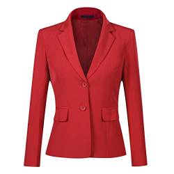 YYNUDA Blazer Damen Sommer Anzugjacke Business Slim Fit Top Elegant Damenjacke für Business Office Rot M von YYNUDA
