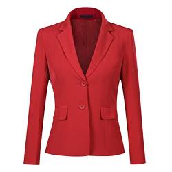 YYNUDA Blazer Damen Sommer Anzugjacke Business Slim Fit Top Elegant Damenjacke für Business Office Rot XS von YYNUDA