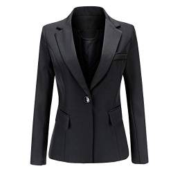 YYNUDA Damen Blazer 1-Knopf Klasisch SIM Fit Anzugjacke Elegant mit Reverskragen für Business Schwarz S von YYNUDA