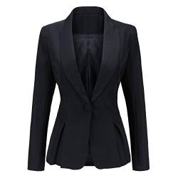 YYNUDA Damen Elegant Blazer Langarm Fashion Anzugjacke Slim Fit Business Top Jacke Schwarz L von YYNUDA
