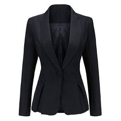 YYNUDA Damen Elegant Blazer Langarm Fashion Anzugjacke Slim Fit Business Top Jacke Schwarz XXL von YYNUDA