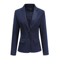 YYNUDA Kurzblazer Damen Slim Fit Blazer Sommer Anzugjacke Elegant Büro Jacke Top für Business Freizeit Blau M von YYNUDA