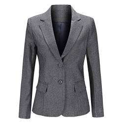 YYNUDA Kurzblazer Damen Slim Fit Blazer Sommer Anzugjacke Elegant Büro Jacke Top für Business Freizeit Grau L von YYNUDA