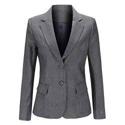 YYNUDA Kurzblazer Damen Slim Fit Blazer Sommer Anzugjacke Elegant Büro Jacke Top für Business Freizeit Grau XXL von YYNUDA