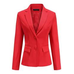 YYNUDA Kurzblazer Damen Slim Fit Blazer Sommer Anzugjacke Elegant Büro Jacke Top für Business Freizeit Rot S von YYNUDA