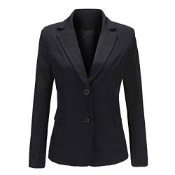 YYNUDA Kurzblazer Damen Slim Fit Blazer Sommer Anzugjacke Elegant Büro Jacke Top für Business Freizeit Schwarz M von YYNUDA