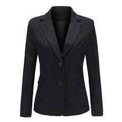 YYNUDA Kurzblazer Damen Slim Fit Blazer Sommer Anzugjacke Elegant Büro Jacke Top für Business Freizeit Schwarz S von YYNUDA