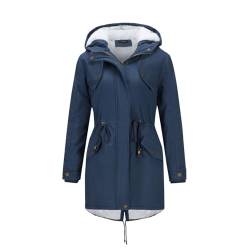 YYNUDA Wintermantel Damen Warm Gefüttert Winter Parka Mittellang Winterjacke Winterparka mit Fellkapuze Dicke Coat Große Größen #337 Blau 3XL von YYNUDA