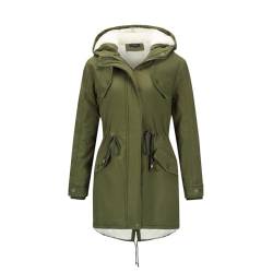 YYNUDA Wintermantel Damen Warm Gefüttert Winter Parka Mittellang Winterjacke Winterparka mit Fellkapuze Dicke Coat Große Größen #337 Grün L von YYNUDA