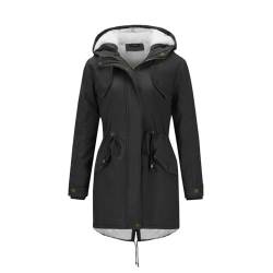 YYNUDA Wintermantel Damen Warm Gefüttert Winter Parka Mittellang Winterjacke Winterparka mit Fellkapuze Dicke Coat Große Größen #337 Schwarz 3XL von YYNUDA