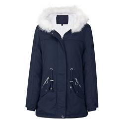 YYNUDA Winterparka Damen Lang Wintermantel Warm Winter Jacke Dicker Parka mit Fell Kapuze Outdoor Jacke Oversized Mantel,Blau,S von YYNUDA