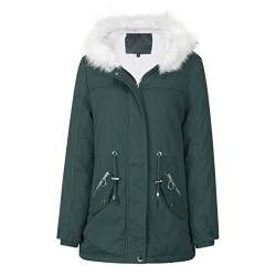 YYNUDA Winterparka Damen Lang Wintermantel Warm Winter Jacke Dicker Parka mit Fell Kapuze Outdoor Jacke Oversized Mantel,Grün,L von YYNUDA