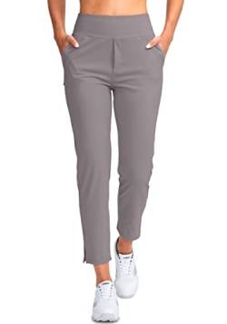 YYV Damen-Golfhose, Stretch, Arbeit, Knöchel, hohe Taille, Kleiderhose mit Taschen, für Yoga, Business, Reisen, Freizeit, Dusty Grey, Groß von YYV