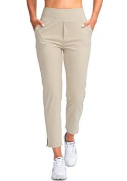 YYV Damen-Golfhose, Stretch, Arbeit, Knöchel, hohe Taille, Kleiderhose mit Taschen, für Yoga, Business, Reisen, Freizeit, Dusty White, XX-Large von YYV