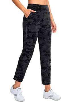 YYV Damen-Golfhose, Stretch, Arbeit, Knöchel, hohe Taille, Kleiderhose mit Taschen, für Yoga, Business, Reisen, Freizeit, Grau, Camo, M von YYV