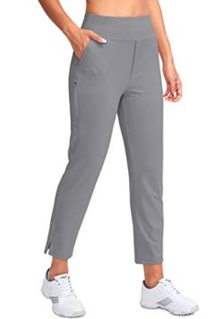 YYV Damen-Golfhose, Stretch, Arbeit, Knöchel, hohe Taille, Kleiderhose mit Taschen, für Yoga, Business, Reisen, Freizeit, Hellgrau, XX-Large von YYV