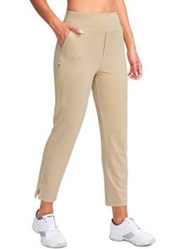 YYV Damen-Golfhose, Stretch, Arbeit, Knöchel, hohe Taille, Kleiderhose mit Taschen, für Yoga, Business, Reisen, Freizeit, Khaki, XX-Large von YYV