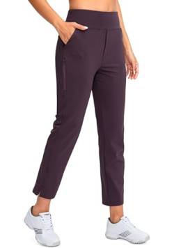 YYV Damen-Golfhose, Stretch, Arbeit, Knöchel, hohe Taille, Kleiderhose mit Taschen, für Yoga, Business, Reisen, Freizeit, Wein, S von YYV