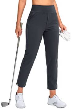 YYV Damen Golfhose Stretch Arbeit Knöchel Hose für Frauen Hohe Taille Kleid Hose für Yoga Business Reisen Freizeit, Tiefes grau, X-Groß von YYV