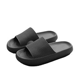 Damen Herren Badeschlappen Badeschuhe Hausschuhe Sommer Streifen Slippers Cloudyzz Schlappen Home rutschfeste Pantoffeln Indoor Strand Sandale (Z-schwarz,34-35 EU) von YYW