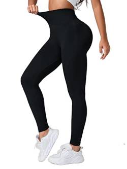 Damen Sport Leggings Lange Booty Lifting Yoga Leggings Hohe Taille Blickdicht Leggings Mit Bauchkontrolle Kompressions Sporthose Yogahose Fitnesshose Schwarz L von YYaaTING