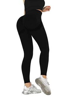 Damen Sport Leggings Lange Booty Lifting Yoga Leggings Hohe Taille Blickdicht Leggings Mit Bauchkontrolle Kompressions Sporthose Yogahose Fitnesshose Schwarz M von YYaaTING