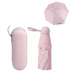 YZDZSW Kompakter Regenschirm, 6 Rippen Taschenschirm, Sonnenschutz Regenschirm Im Freien UV Faltender Regenschirm für Sonne und Regen(Rosa) von YZDZSW