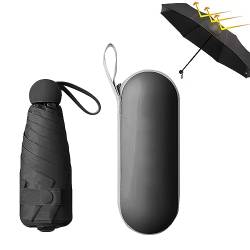 YZDZSW Kompakter Regenschirm, 6 Rippen Taschenschirm, Sonnenschutz Regenschirm Im Freien UV Faltender Regenschirm für Sonne und Regen(Schwarz) von YZDZSW