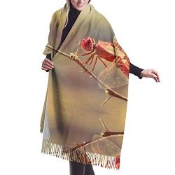 Kaschmir-Deckenschal mit rotem Libellen-Druck, für Damen, Pashmina-Schal, Winterschal, große Verpackung, Damen-Geschenke von YZHYWJFF