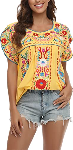 YZXDORWJ Mexikanisches Damenhemd, bestickt, 633ybl, 3X-Groß von YZXDORWJ
