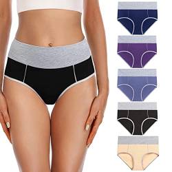 YaShaer Damen-Höschen mit hoher Taille, Baumwolle, Unterwäsche, volle Rückenabdeckung, Höschen in Übergröße, Multipack, Mehrfarbig, 01-5 Stück, 4XL von YaShaer