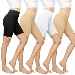 YaShaer Damen Shorts Radlerhose Kurze, 4er Pack Anti Scheuern Unterhose für unter Kleider, Nahtlos Hohe Taille Frauen Panties Hotpants Damenunterhosen Unterwäsche Boxershorts von YaShaer