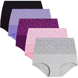 YaShaer Damen Unterhosen Baumwolle Unterwäsche Hohe Taille Slips Hoher Taillenslip für Frauen, 5er Pack 5XL von YaShaer