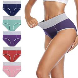 YaShaer Damen Unterhosen Unterwäsche Baumwolle Taillenslip Hohe Taille Miederhose Mehrpack von YaShaer