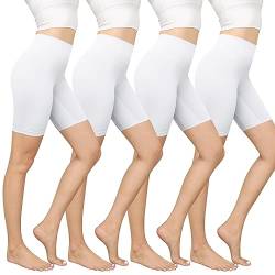 YaShaer Unterhosen Radlerhose Kurz Leggings Anti Scheuern Unterhose für unter Kleider Nahtlos Hoher Bund Frauen Panties Damen Unterwäsche Boxershorts für Yoga Fitness Täglich Tragen 4er Pack von YaShaer